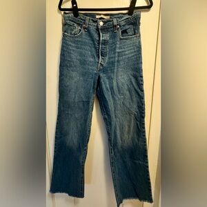 Levi's Ribcage Straight Leg Jeans - Dark Blue Denim